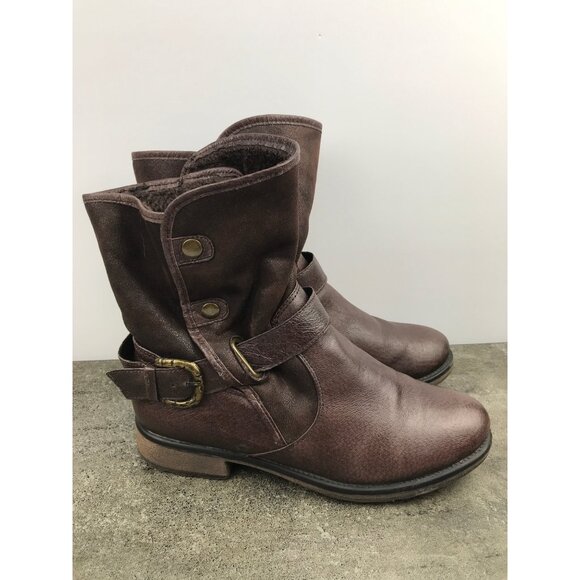BareTraps Shakira Motostyle Boots Womens 9 Brown Leather Fur Lined - Picture 4 of 10